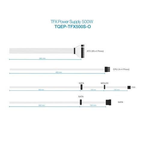 Fuente De Alimentacion Tfx Tooq 500w Tqep-tfx500s-o Ventilador De 80mm Medidas 175x85x65 Destinada A Reparaciones