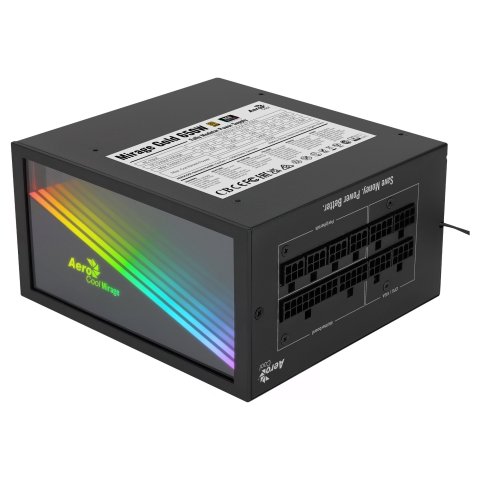 Fuente Alimentacion Aerocool Mirage 650w Modular Certificado 80 Plus Gold Pfc Activo, Vent. 12x12cm Ultra Silencioso Haswell 