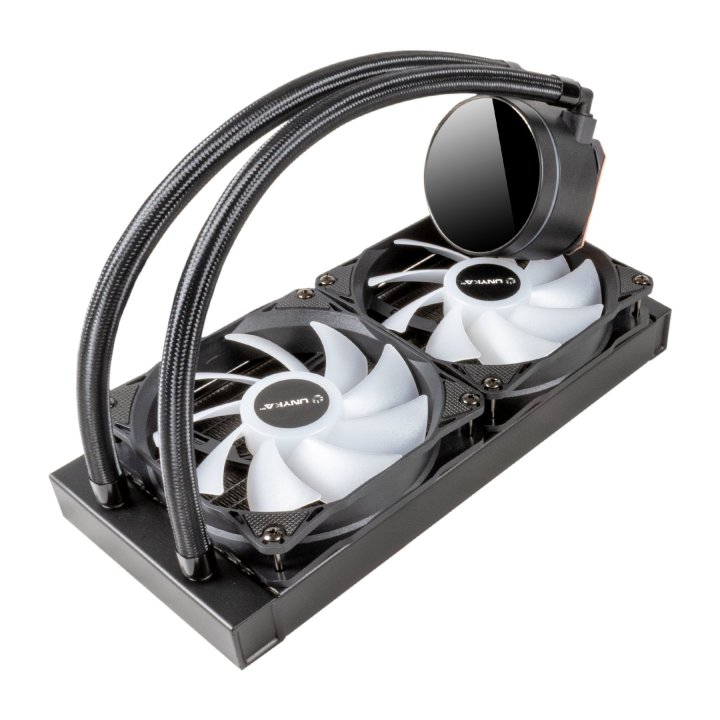 Sistema De Refrigeracion Liquida Unyka Uk352101 Aquastorm 240 2x120mm 1800rpm Iluminacion Argb Pantalla Lcd Intel Y Amd