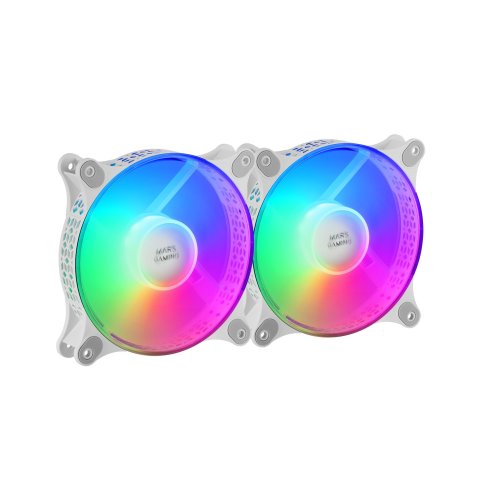 Kit 2xventilador Interno Frgb Mars Gaming Mf-duo White 12x12cm Ultrasilenciosos 15db Iluminacion Frgb Rainbow 360º Doble Cone