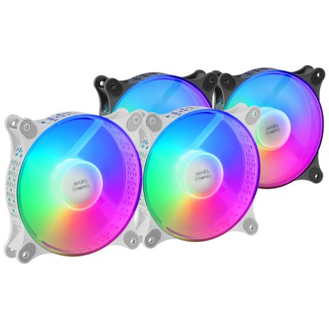 Kit 2xventilador Interno Frgb Mars Gaming Mf-duo White 12x12cm Ultrasilenciosos 15db Iluminacion Frgb Rainbow 360º Doble Cone