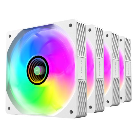 Kit 4xventilador Interno Argb Mars Gaming Mf3dprokit Blanco 120mm Argb Hub Rf Remote