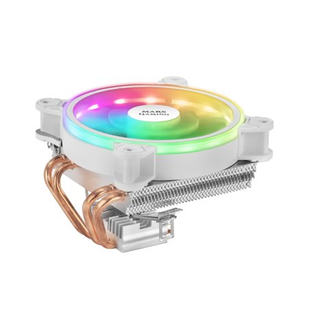 Ventilador Con Disipador Para Cpu Mars Gaming Mcpu220 White Iluminacion Dual Argb Perfil Bajo Disipador De Aluminio Y Ventila