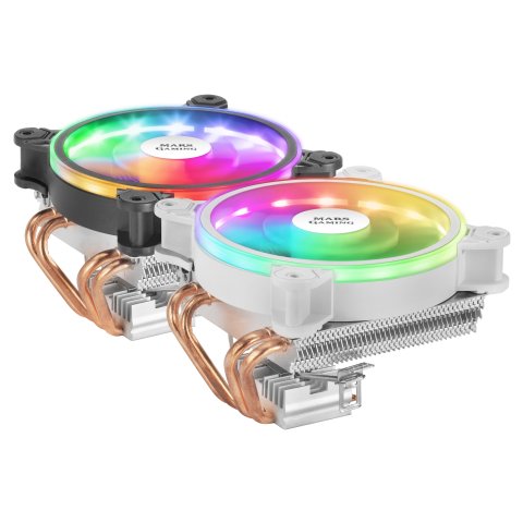 Ventilador Con Disipador Para Cpu Mars Gaming Mcpu220 White Iluminacion Dual Argb Perfil Bajo Disipador De Aluminio Y Ventila