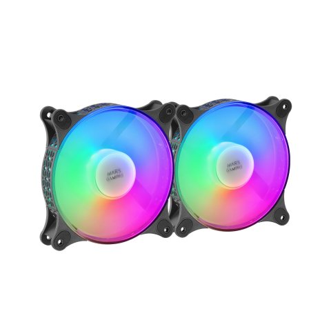 Kit 2xventilador Interno Frgb Mars Gaming Mf-duo Black 12x12cm Ultrasilenciosos 15db Iluminacion Frgb Rainbow 360º Doble Cone