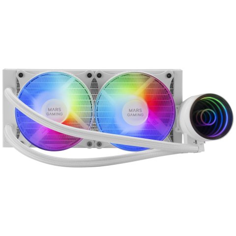 Sistema De Refrigeracion Liquida Mars Gaming Ml-one240 White 2x (12x12) Iluminacion Frgb Tpd 400w Para Procesadores Intel Y A