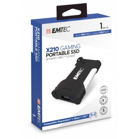 Disco Ssd Externo Emtec X210g Gaming 1tb Usb-c 3.2 Gen1 Read 1100mb s Write 900 Mb s Ecssd1tx210g
