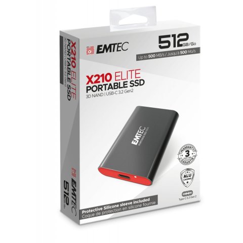 Disco Ssd Externo Emtec X210 Elite 512gb Usb-c 3.2 Gen1 500mb s Ecssd512gx210