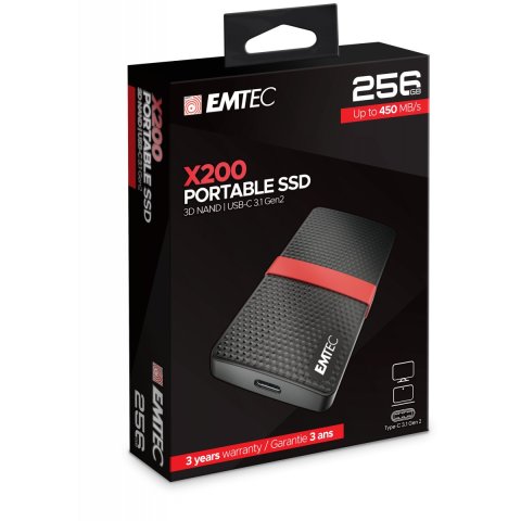 Disco Ssd Externo Emtec X200 Power Plus 256gb Usb-c 3.2 Gen1 450mb s Ecssd256gx200