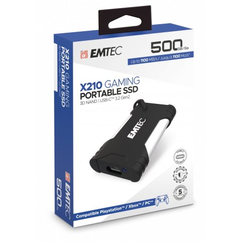 Disco Ssd Externo Emtec X210g Gaming 500gb Usb-c 3.2 Gen1 Read 1100mb s Write 900 Mb s Ecssd500gx210
