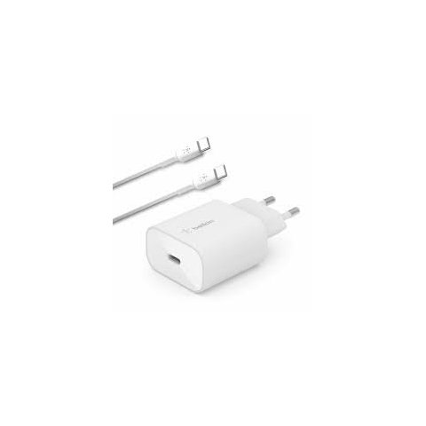 Cargador De Pared Belkin Wca004vf1mwh-b6 Boost Charge Ubs-c 25w + Cable Usb-c 1m Blanco